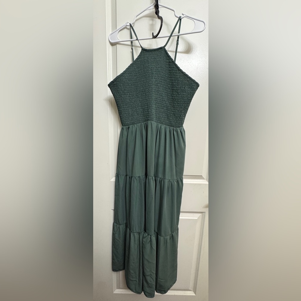 ARULA Green Smocked Maxi Dress